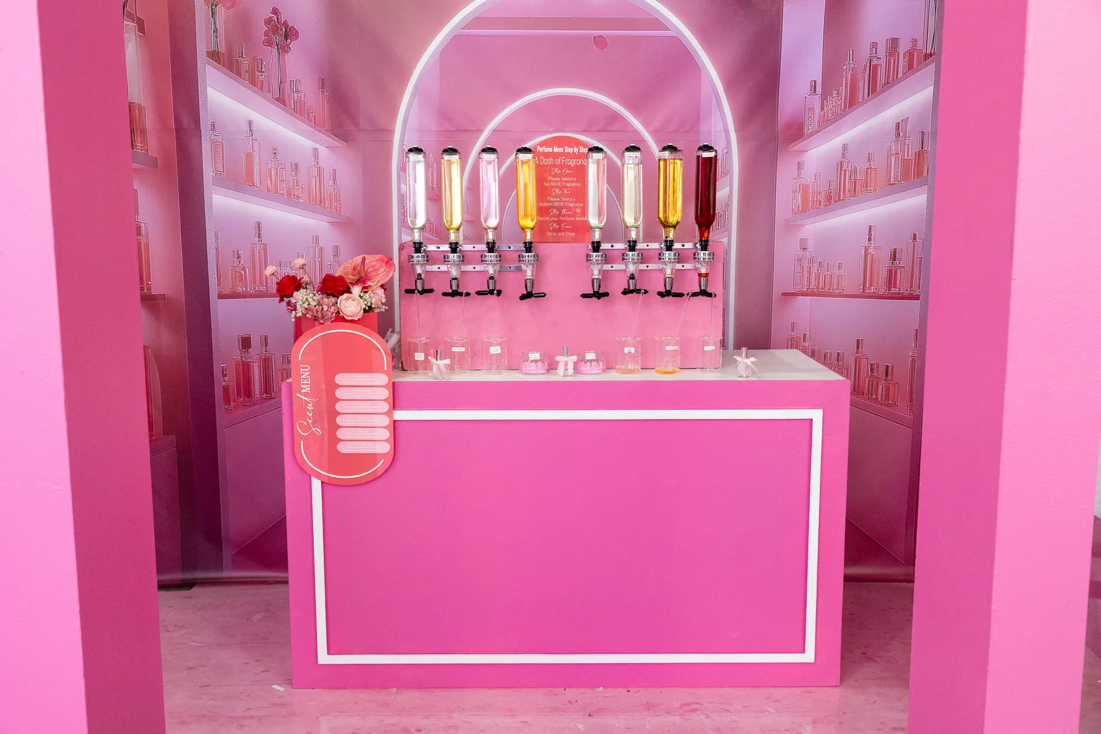 Pink Sweet Annie's lip gloss bar setup